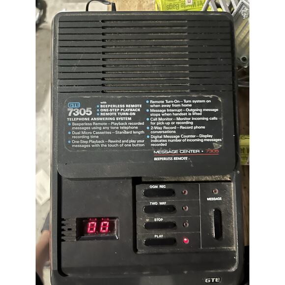 GTE 7305 Telephone Answering System Machine with Micro Dual Cassettes Vintage - Picture 3 of 3